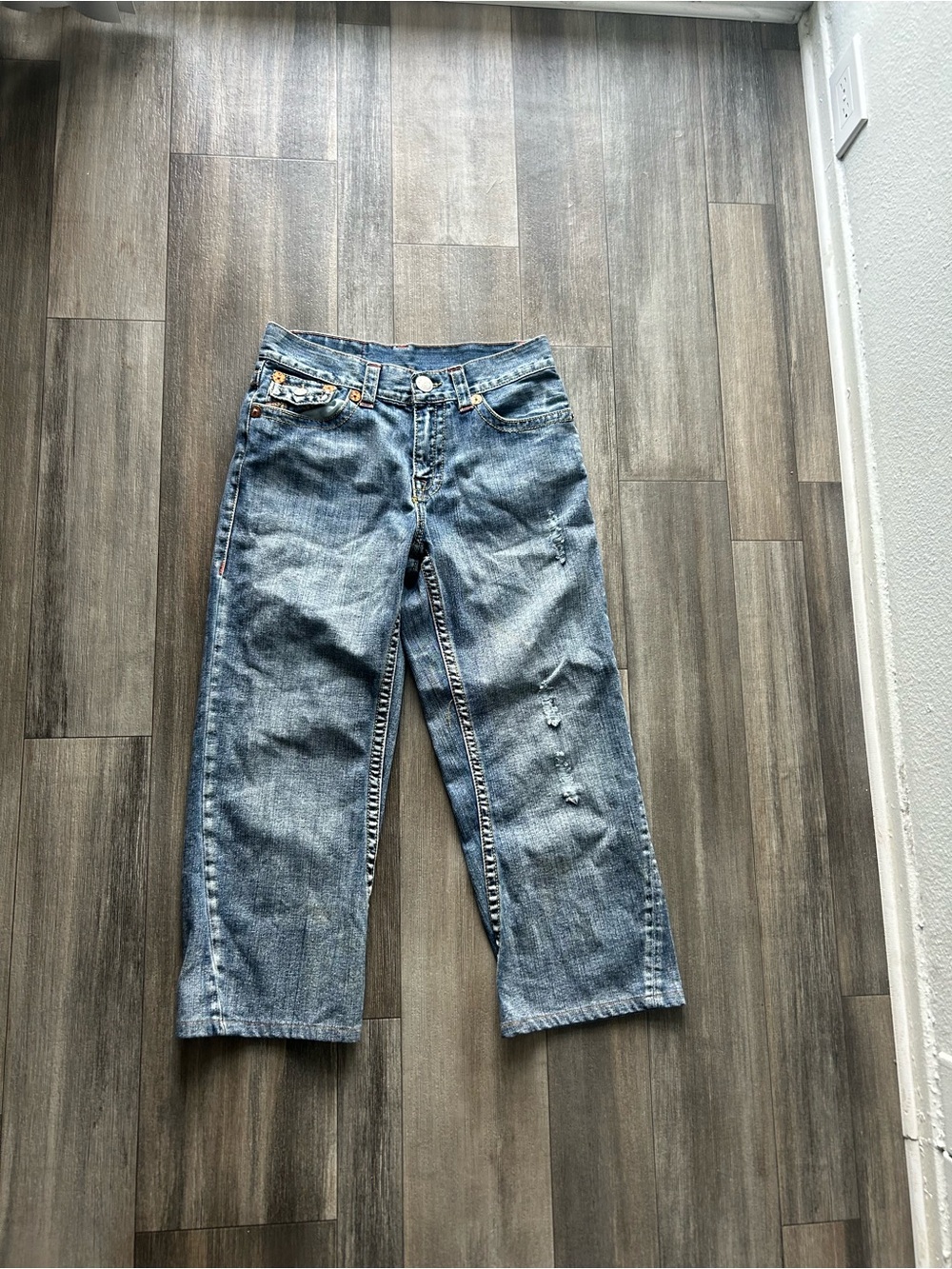 Wrangler Blue Denim Jeans with Yellow Stitching
